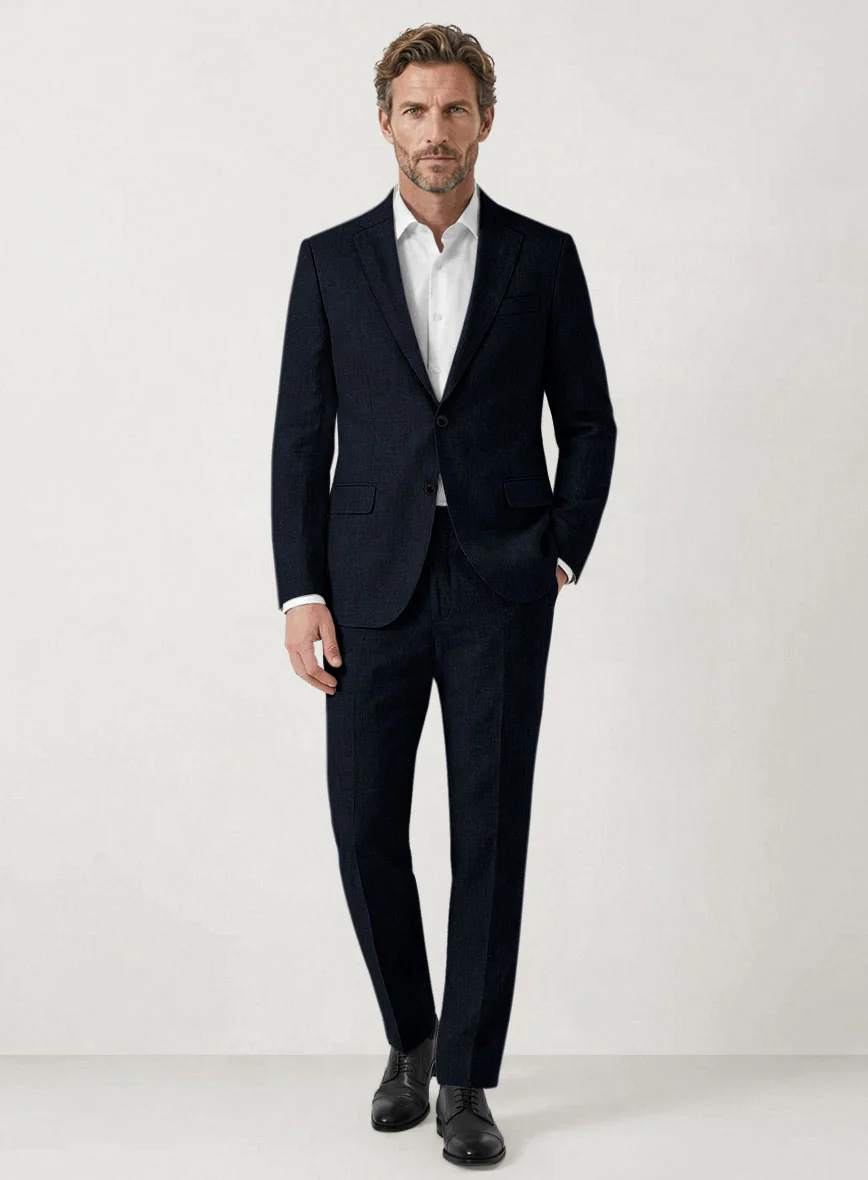 Italian Prato Navy Linen Suit