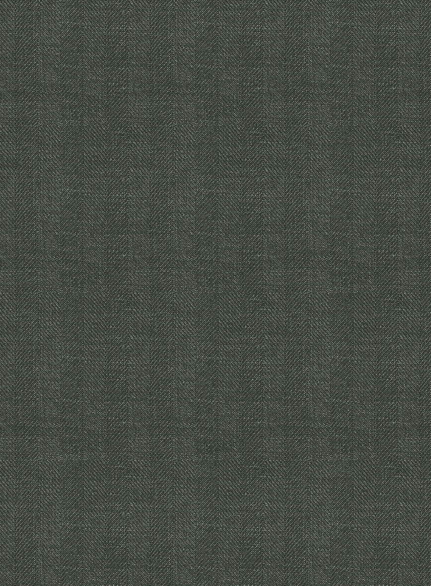 Italian Prato Olive Green Herringbone Linen Bomber Jacket - Image 5