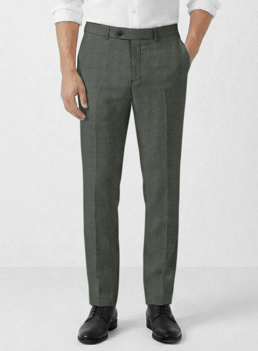Italian Prato Olive Green Herringbone Linen Suit - Image 6