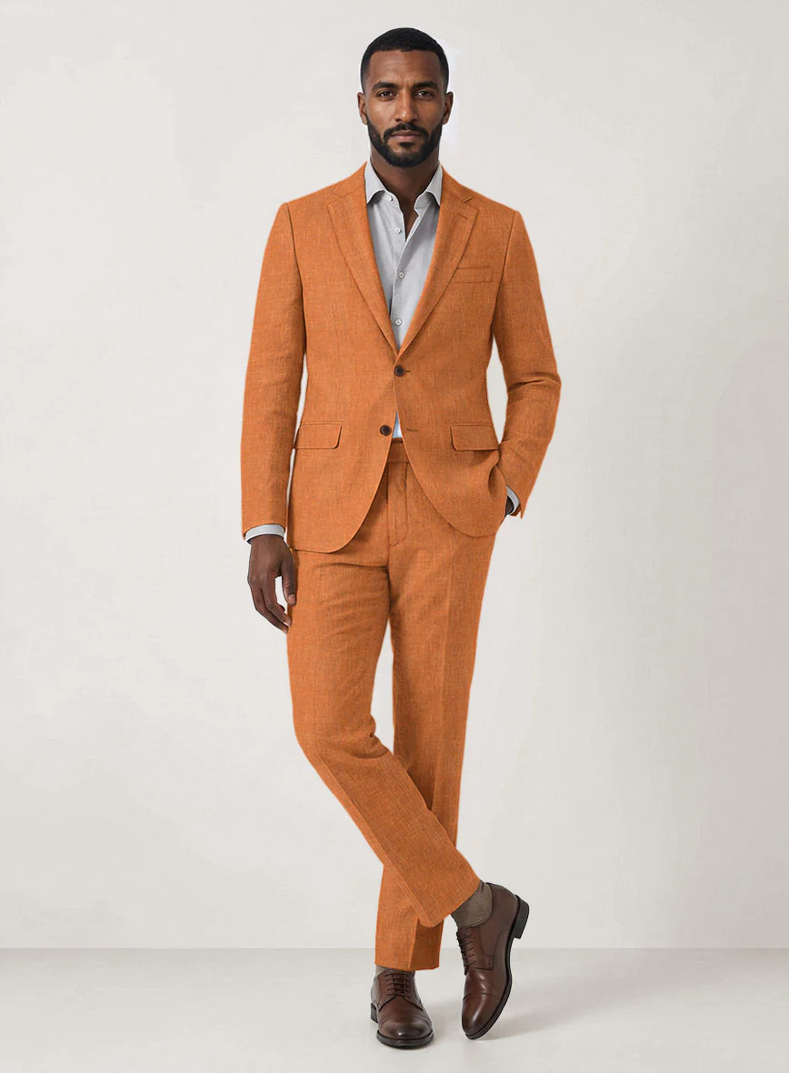 Italian Prato Orange Linen Suit
