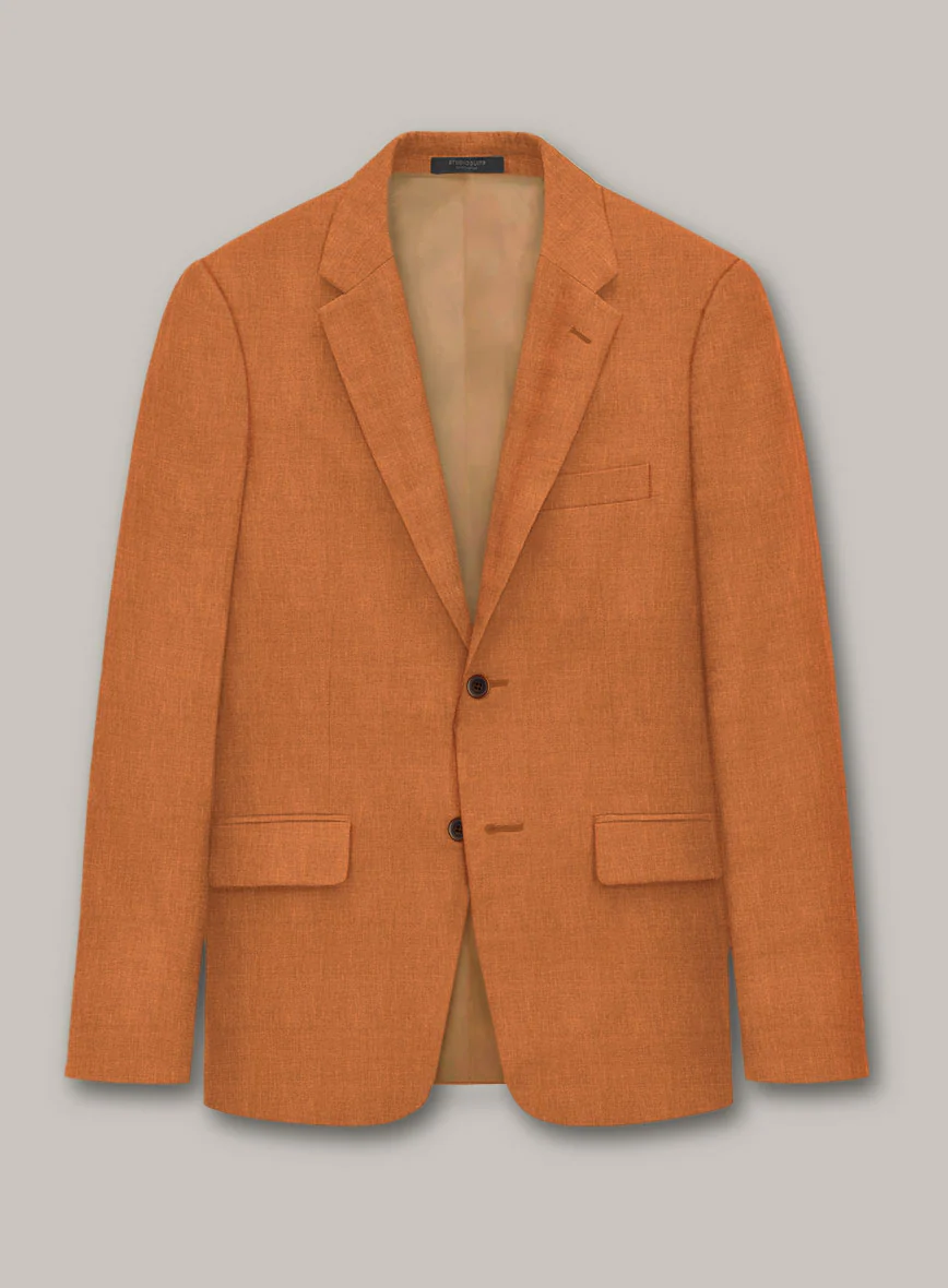 Italian Prato Orange Linen Suit - Image 2