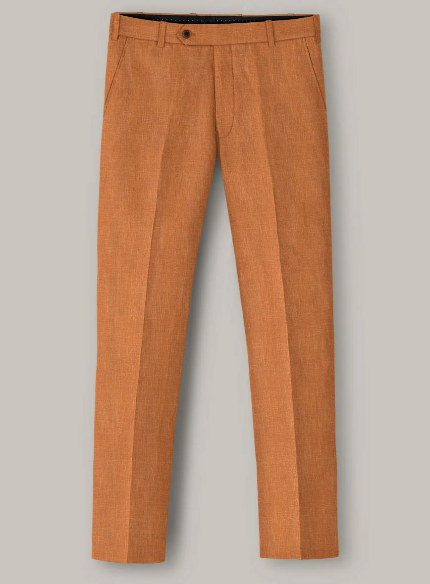 Italian Prato Orange Linen Pants - Image 2