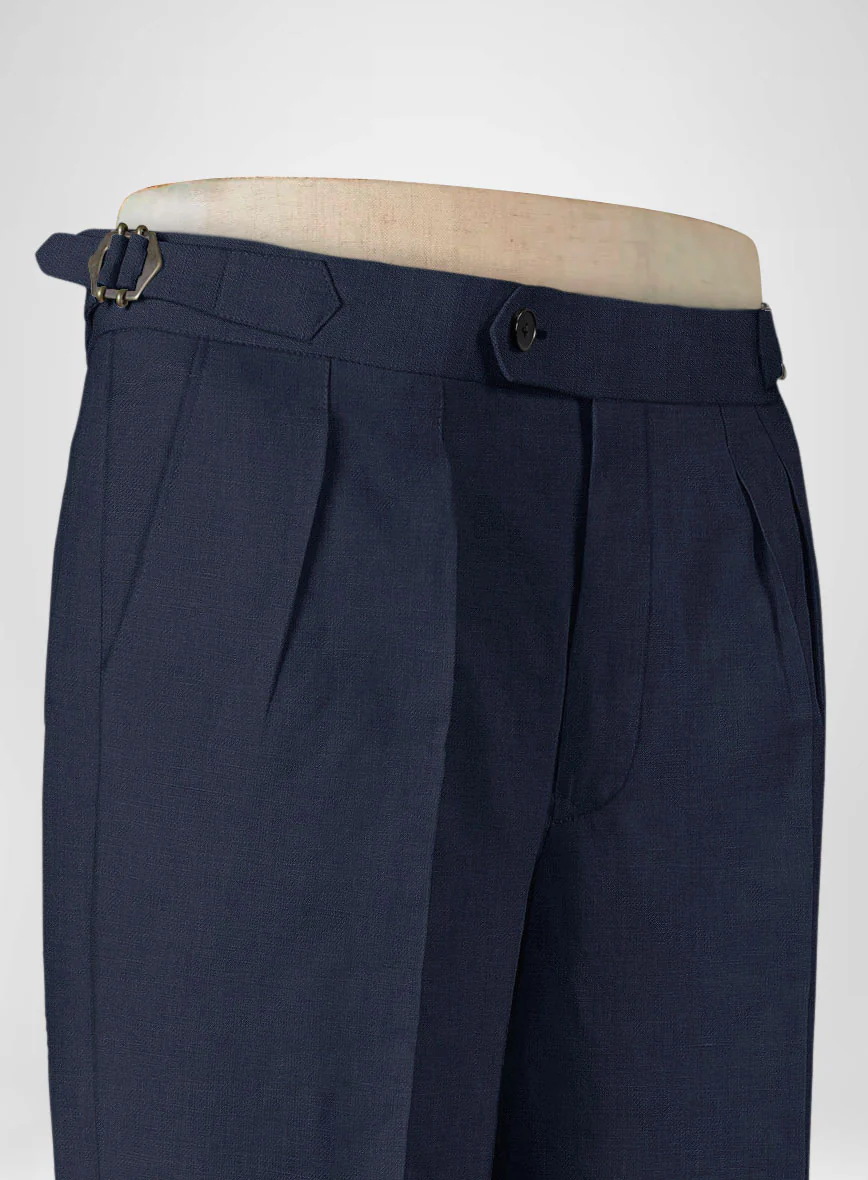 Italian Prato Oxford Blue Linen Highland Trousers - Image 5