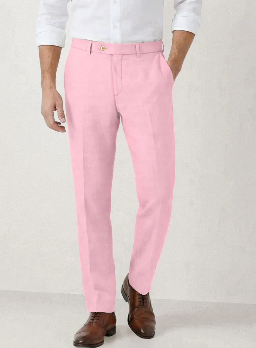Italian Prato Pink Linen Pants