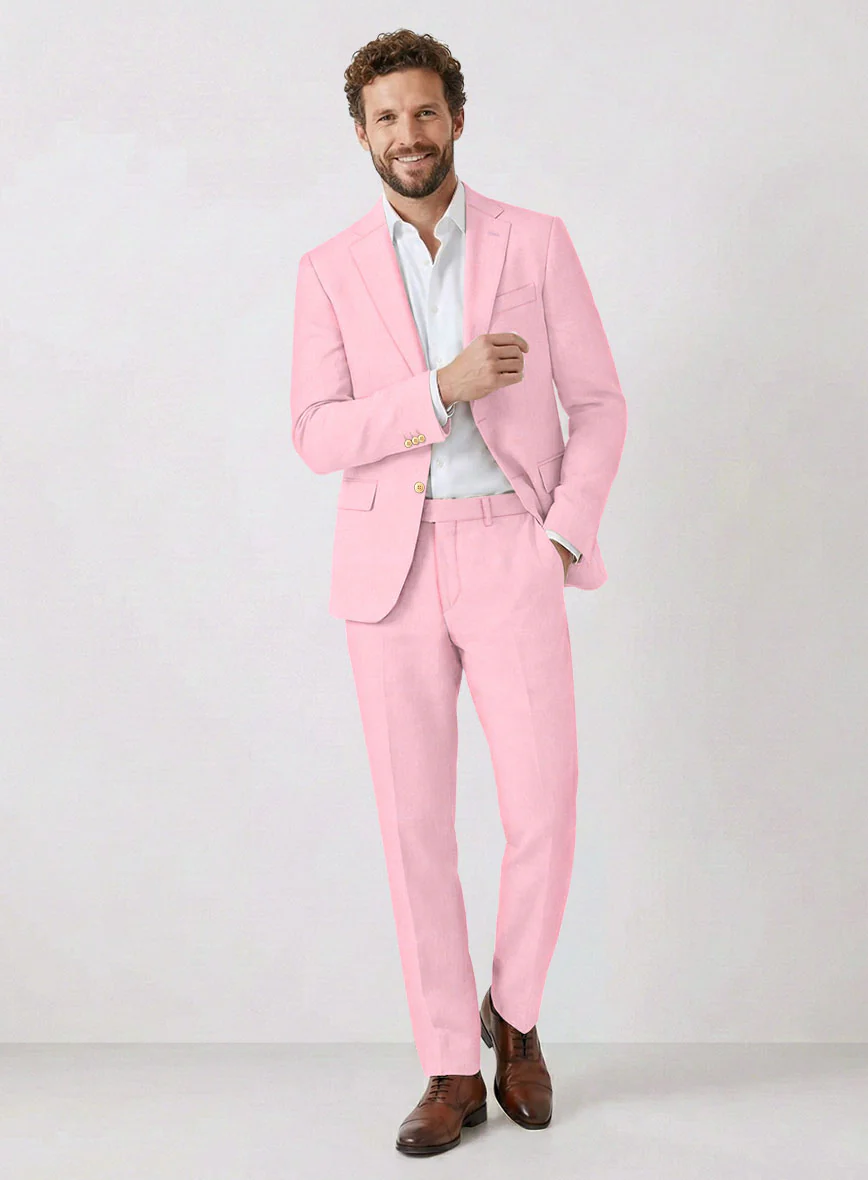 Italian Prato Pink Linen Suit