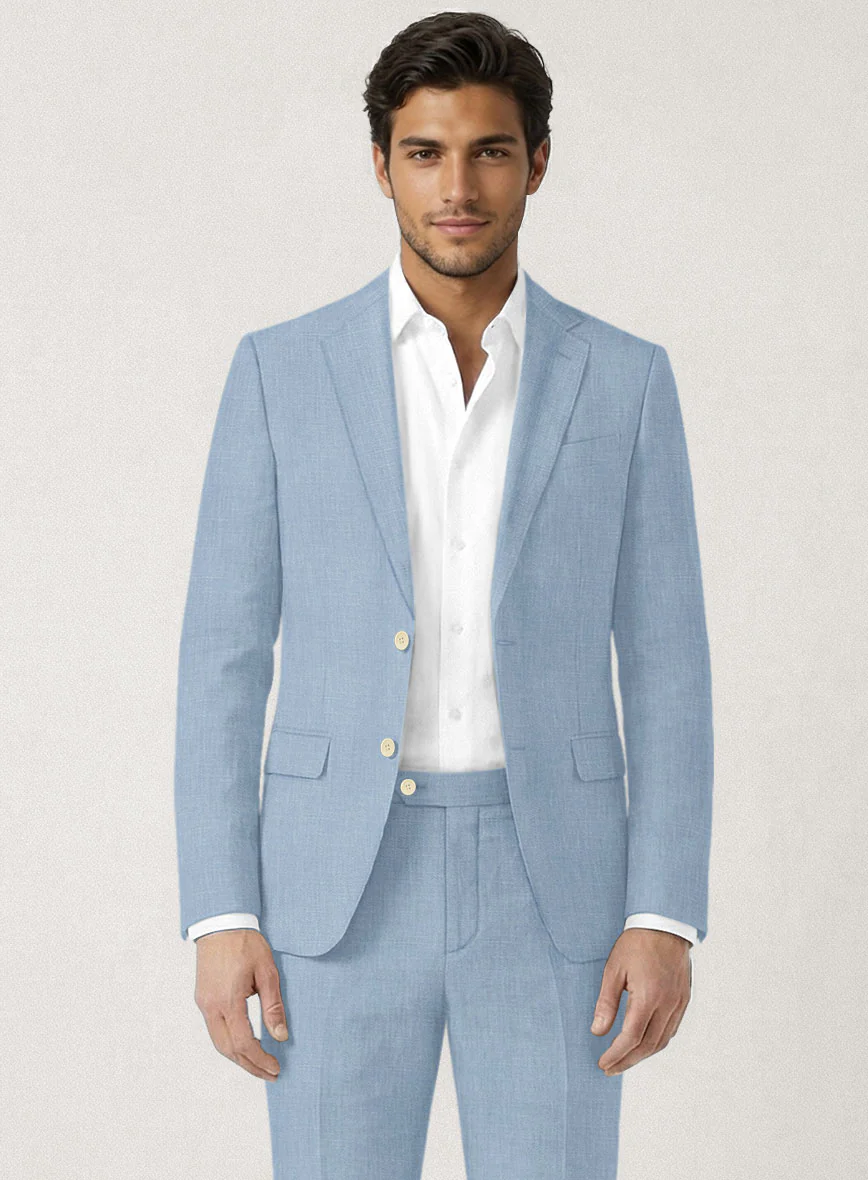 Italian Prato Powder Blue Linen Jacket - Image 2