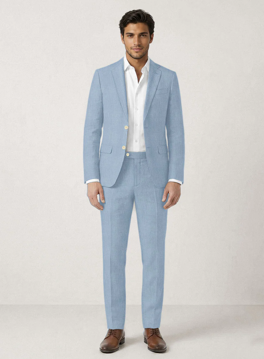 Italian Prato Powder Blue Linen Suit