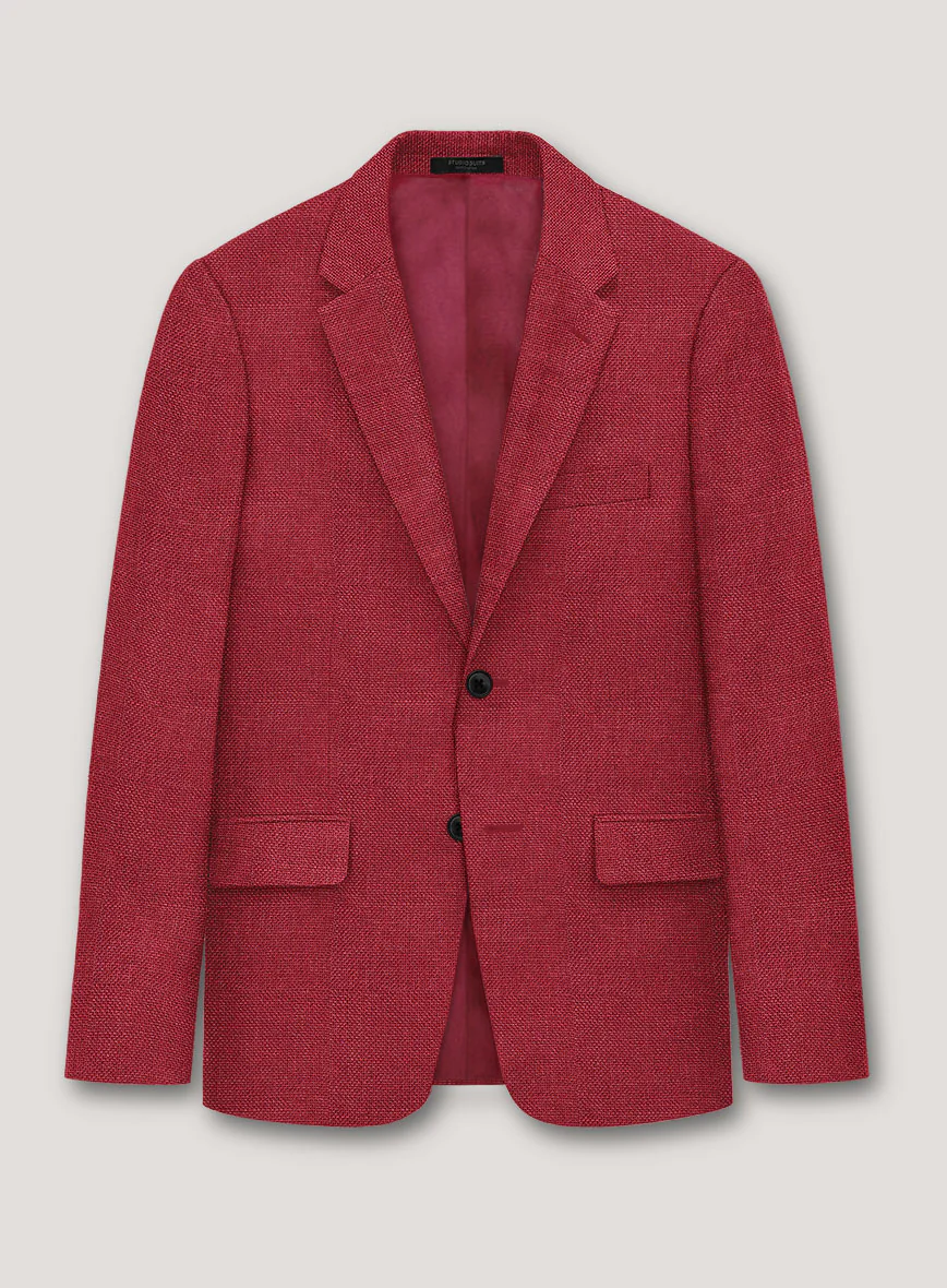 Italian Prato Red Dobby Linen Jacket