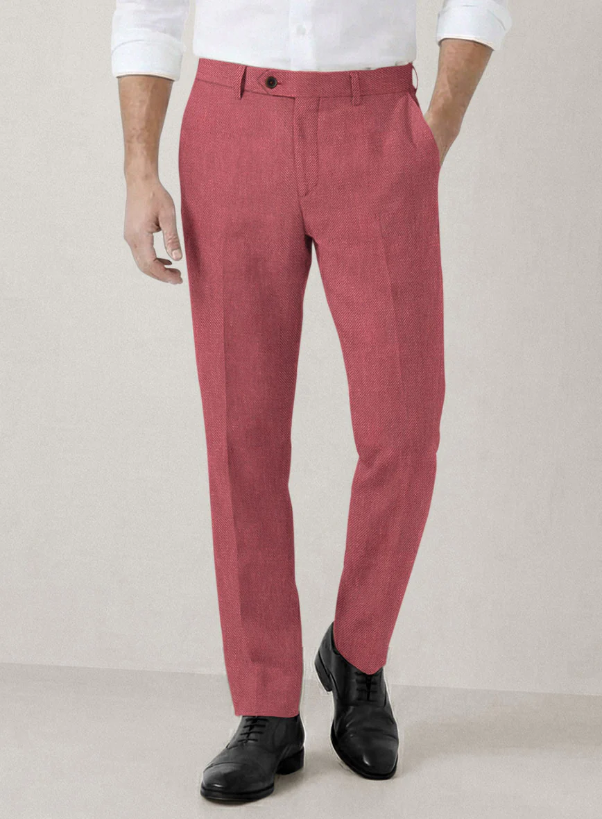 Italian Prato Rosewood Linen Pants