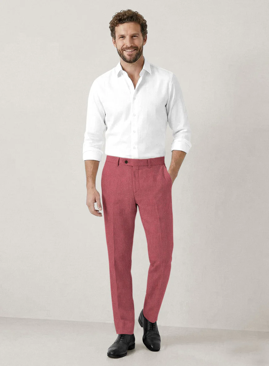 Italian Prato Rosewood Linen Pants - Image 3