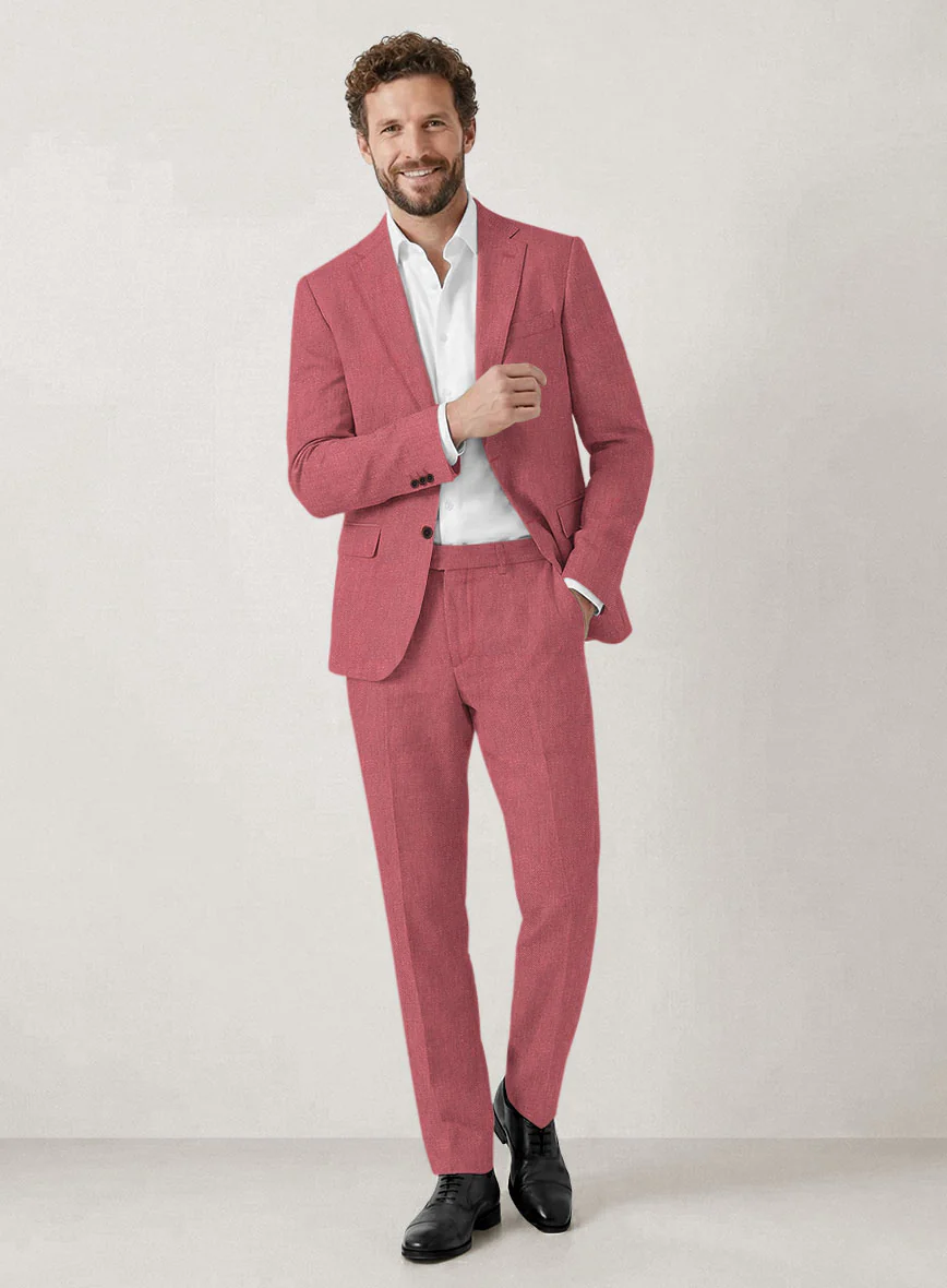 Italian Prato Rosewood Linen Suit