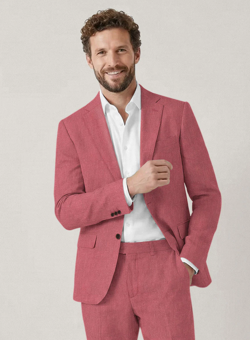 Italian Prato Rosewood Linen Suit - Image 3