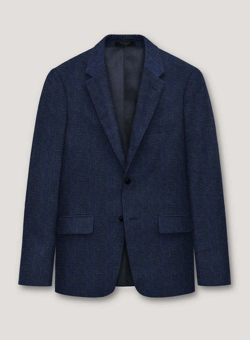 Italian Prato Royal Blue Glen Linen Suit - Image 2