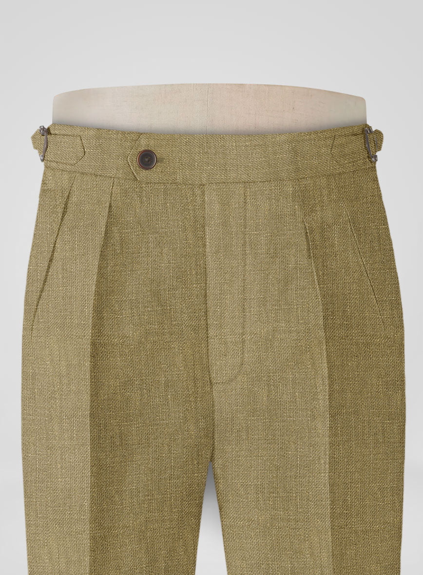Italian Prato Tan Linen Highland Trousers - Image 4