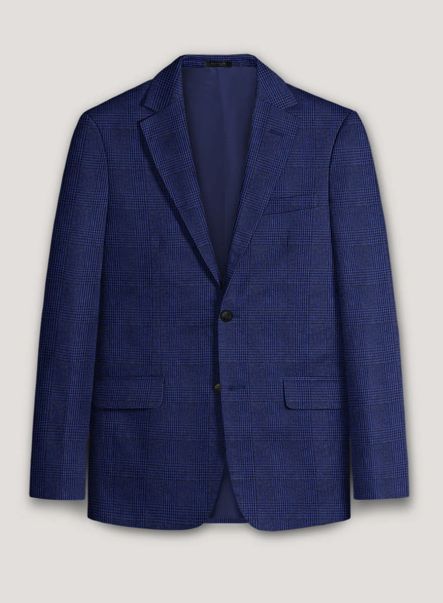 Italian Prato Ultramarine Check Linen Suit - Image 2