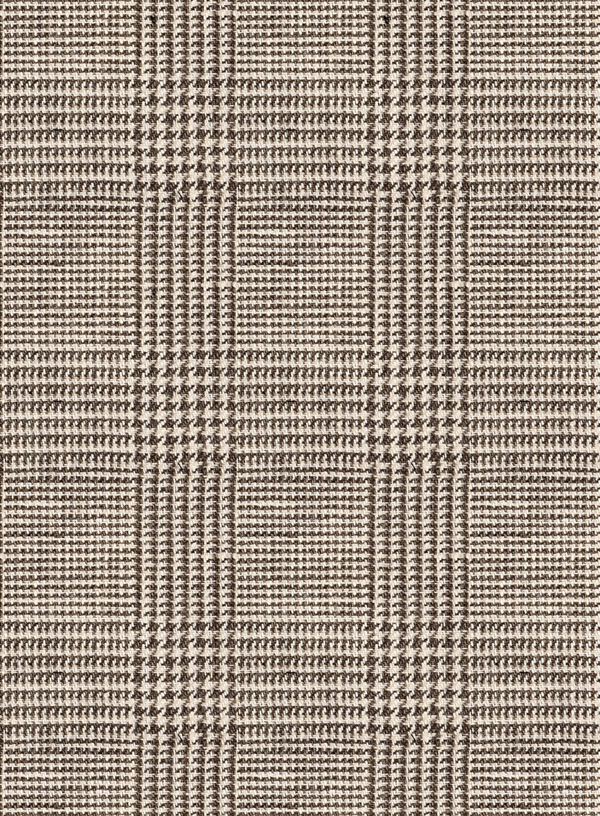 Italian Prato Umber Brown Check Linen Jacket - Image 3
