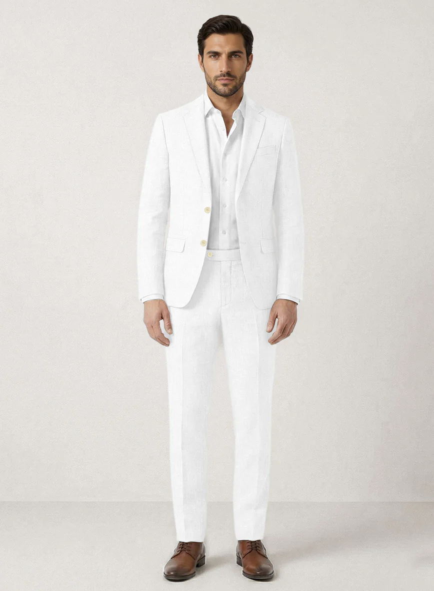 Italian Prato White Dobby Linen Suit