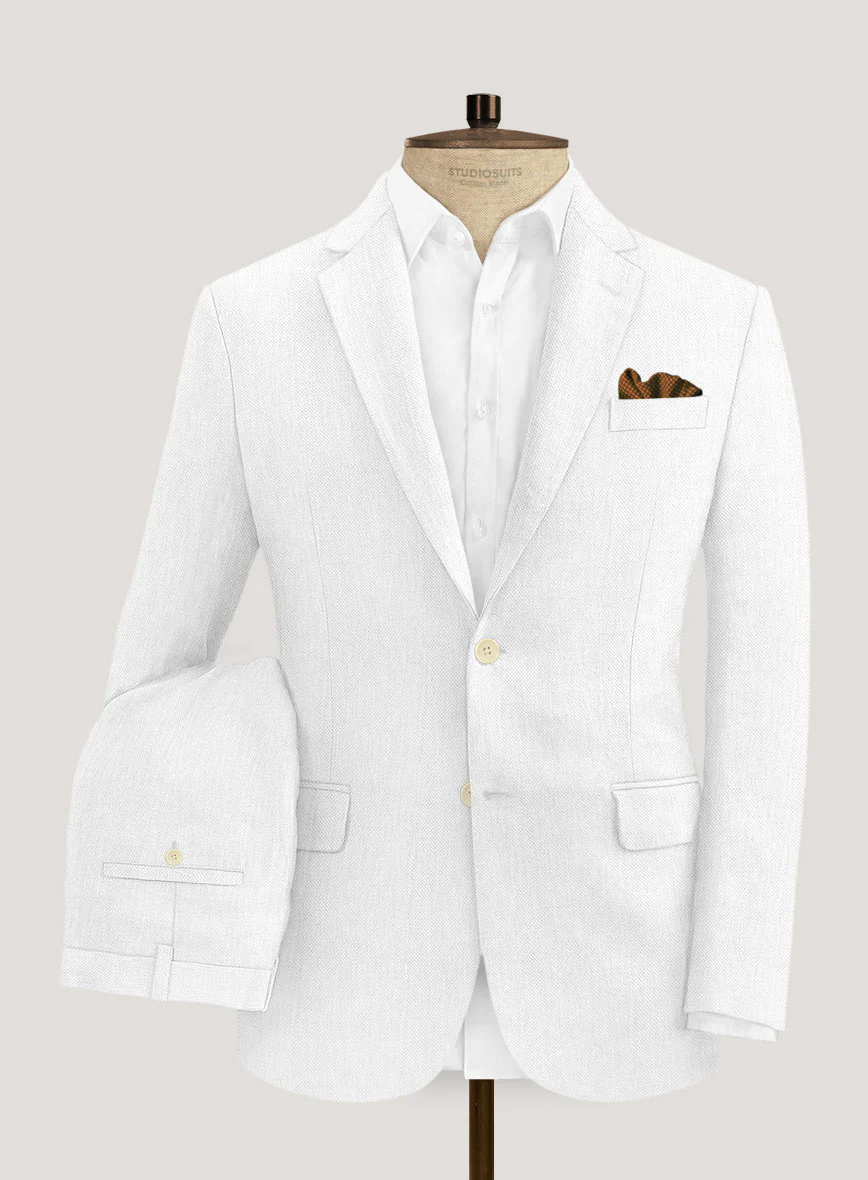 Italian Prato White Dobby Linen Suit - Image 2