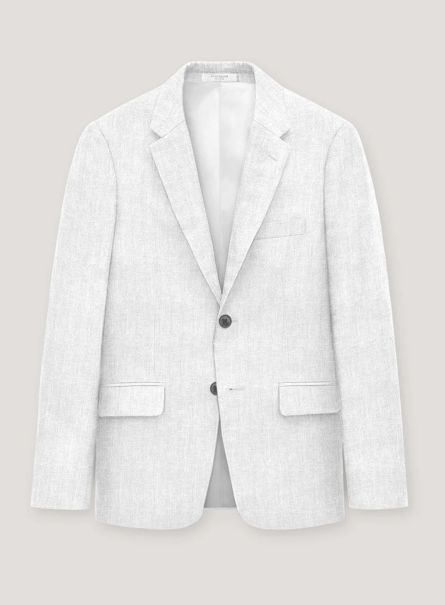 Italian Prato White Herringbone Linen Jacket