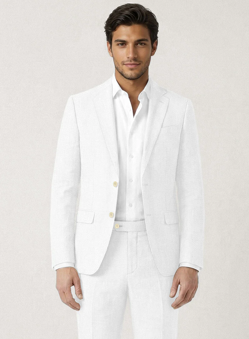 Italian Prato White Linen Jacket - Image 2
