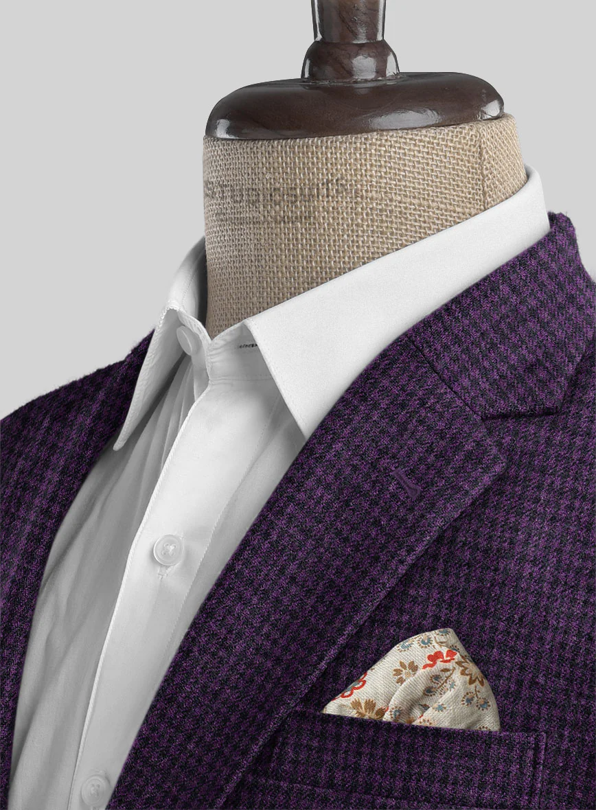 Italian Purple Houndstooth Tweed Jacket - Image 2