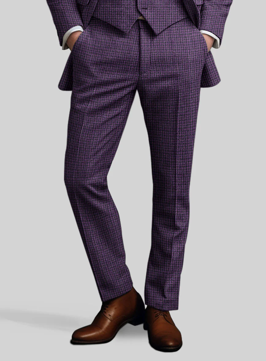 Italian Purple Houndstooth Tweed Suit - Image 6