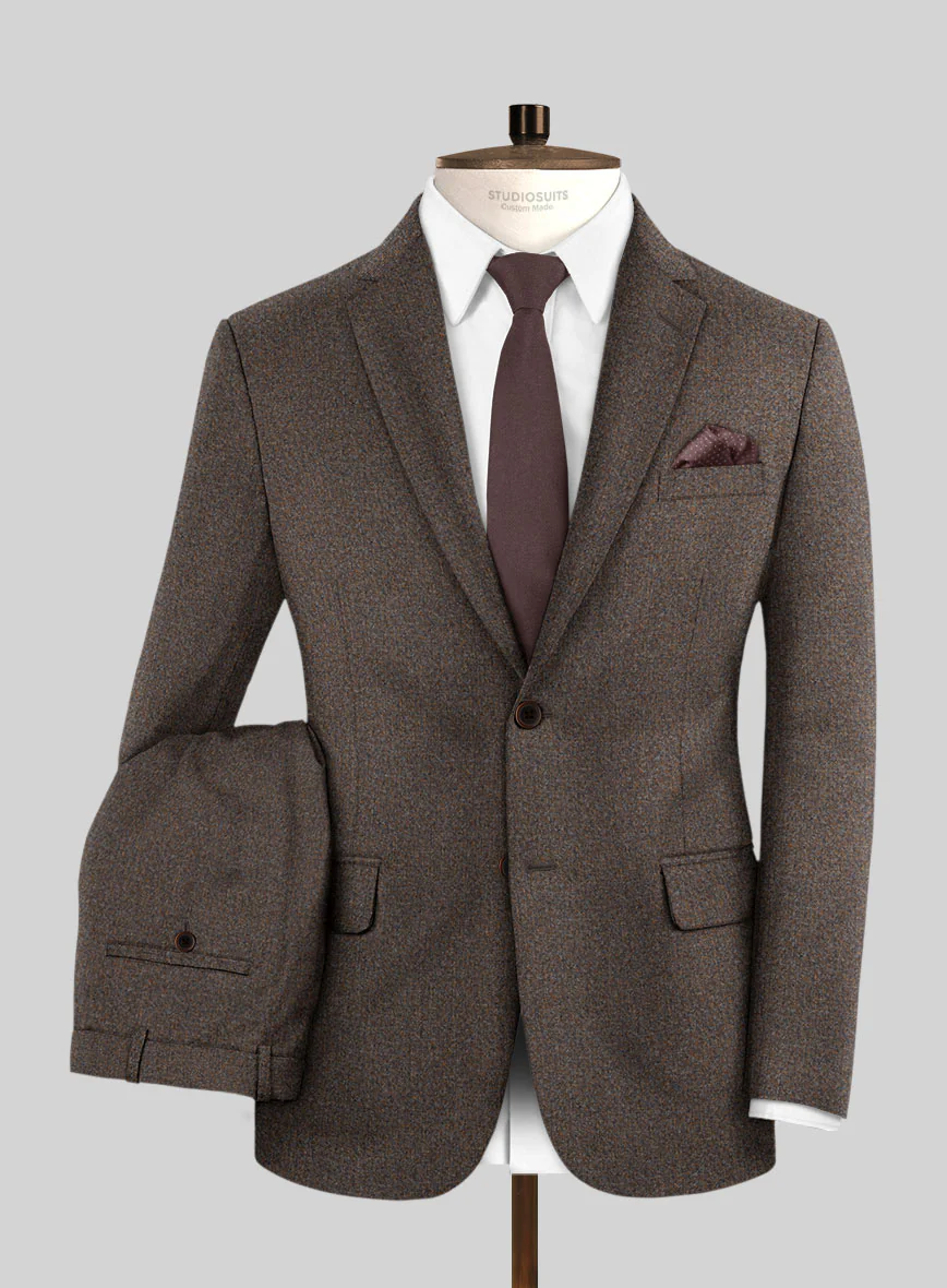 Italian Quelo Brown Twill Flannel Suit