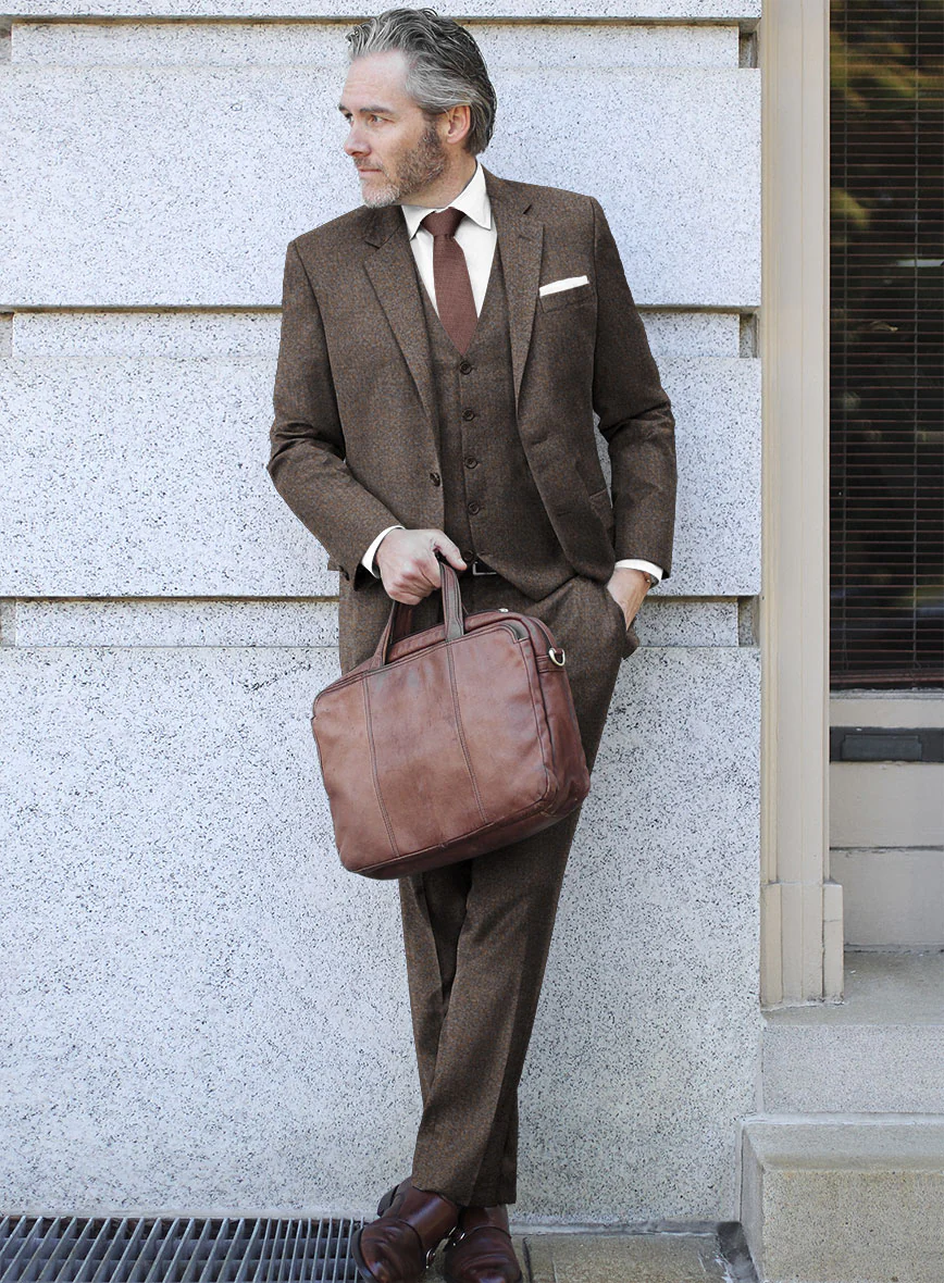 Italian Quelo Brown Twill Flannel Suit - Image 2
