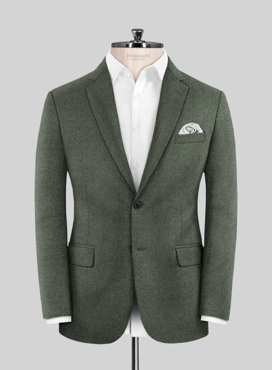 Italian Quelo Green Twill Flannel Jacket