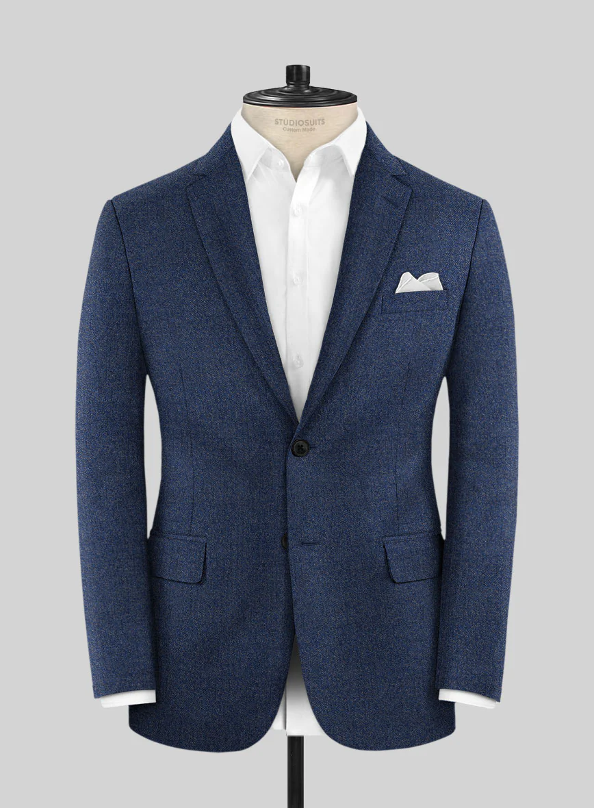 Italian Quelo Lapis Blue Twill Flannel Jacket