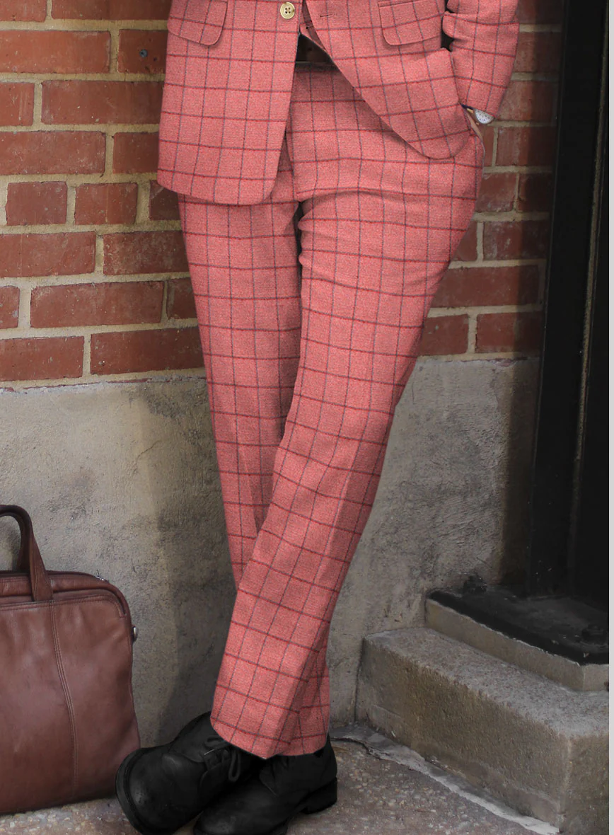 Italian Ramudo Pink Checks Tweed Pants - Image 2