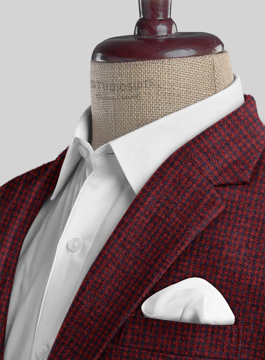 Italian Red Houndstooth Tweed Suit - Image 5