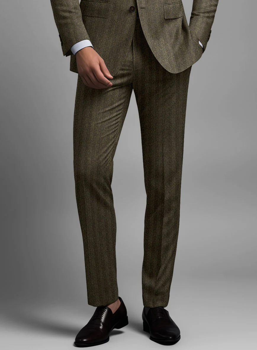 Italian Rust Herringbone Flannel Pants - Image 2
