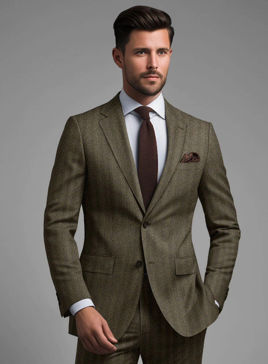 Italian Rust Herringbone Flannel Suit - Image 4