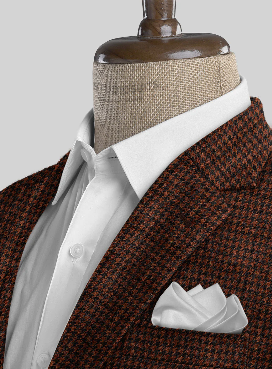 Italian Rust Houndstooth Tweed Jacket - Image 3