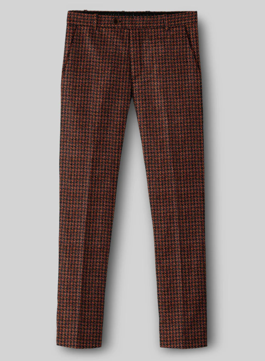 Italian Rust Houndstooth Tweed Pants