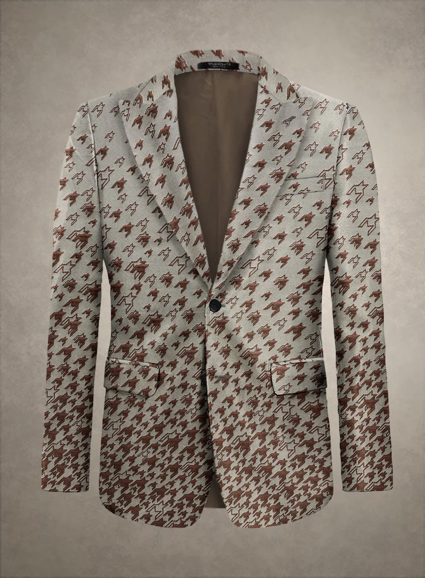 Italian Silk Brown Houndstooth Jacket