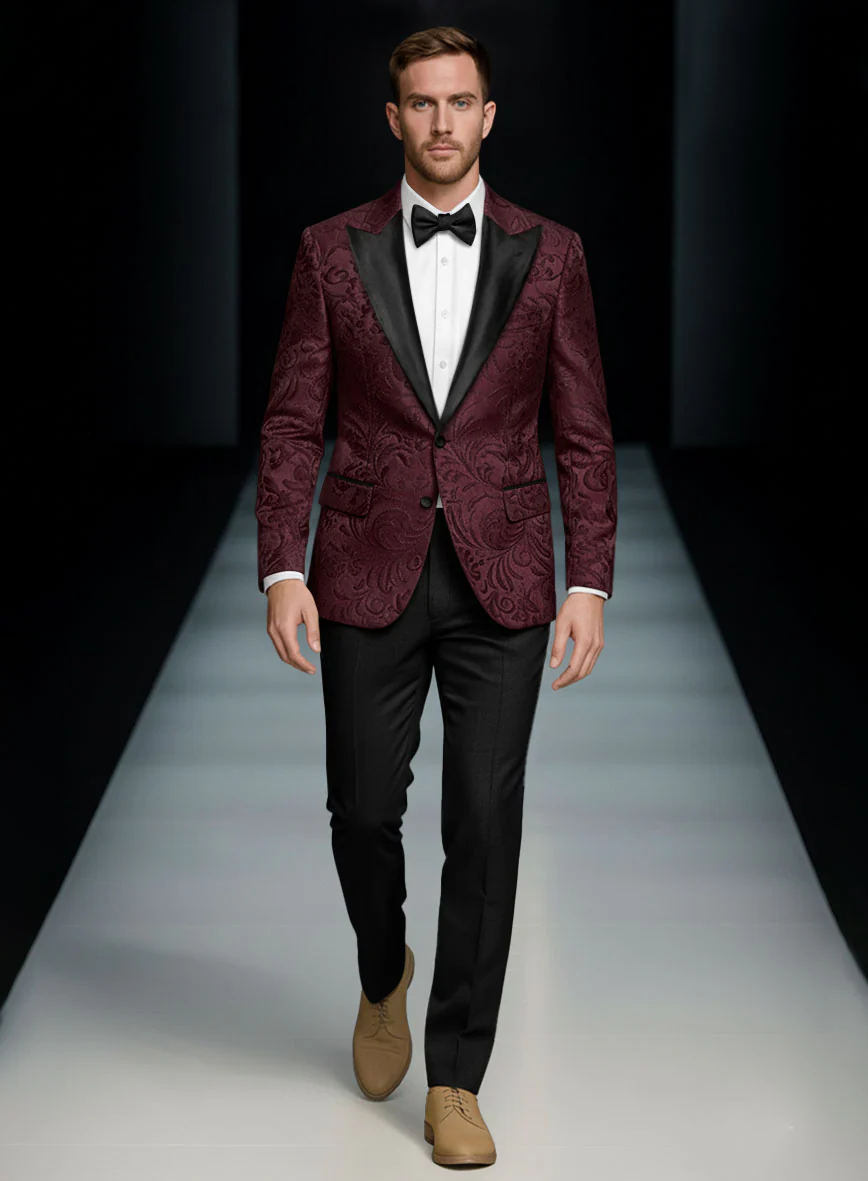 Italian Wine Ornate Tuxedo Suit