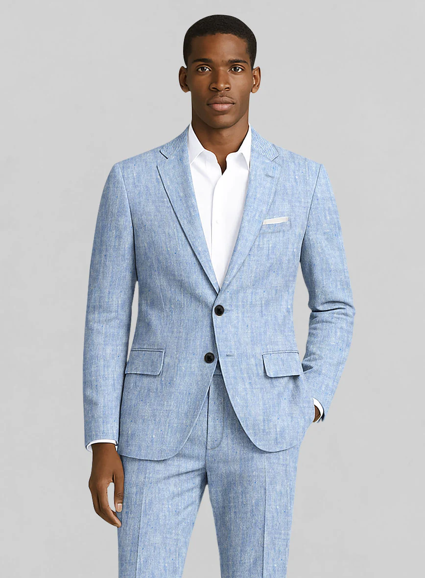 Italian Sky Blue Linen Suit - Image 3