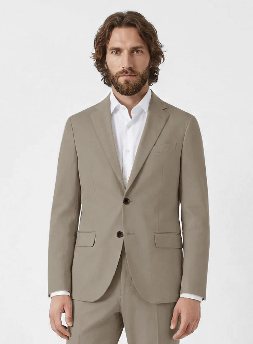 Italian Stone Khaki Cotton Stretch Suit - Image 4