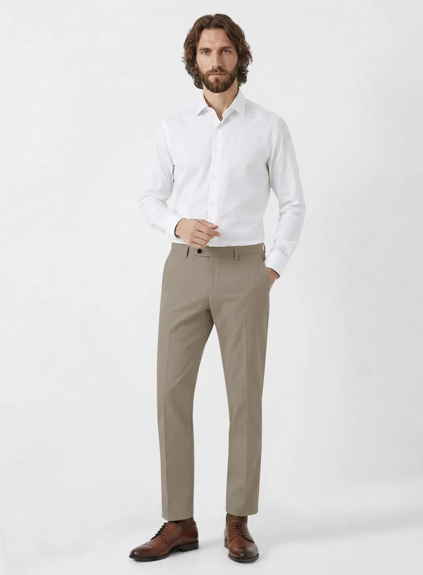 Italian Stone Khaki Cotton Stretch Pants - Image 3