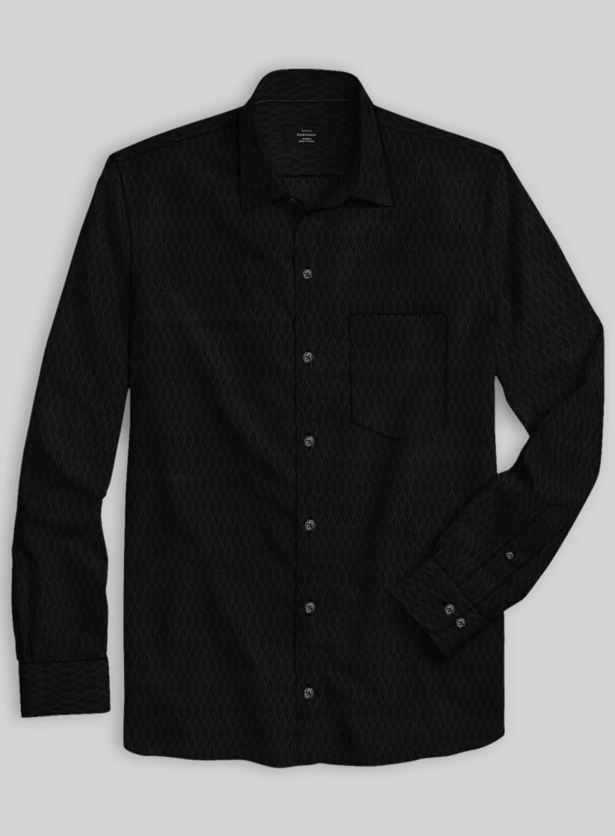 Italian Stretch Black Crisscross Shirt - Image 2