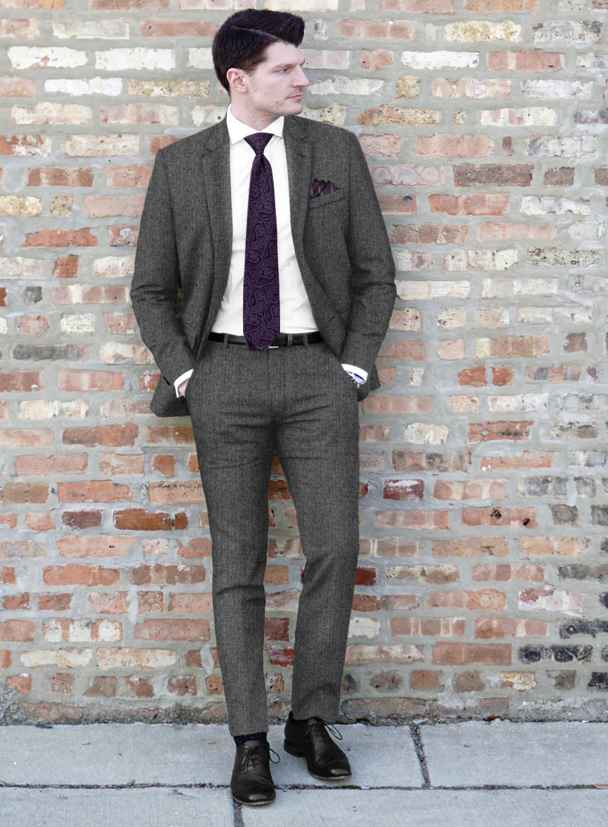 Italian Tavi Gray Nailhead Flannel Suit - Image 2