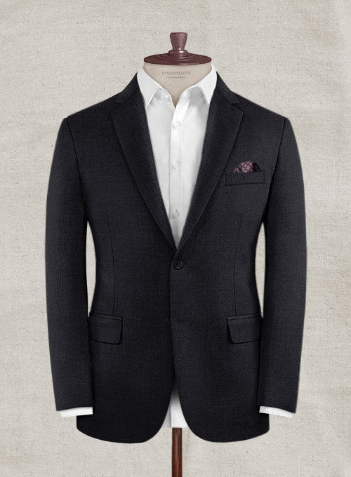 Italian Tela Black Wool Linen Suit - Image 4