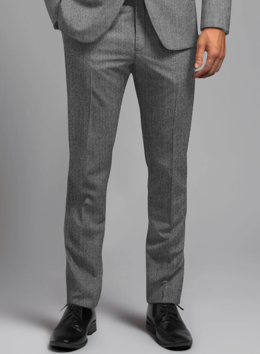 Italian Tiga Gray Mini Pinstripe Flannel Pants - Image 2