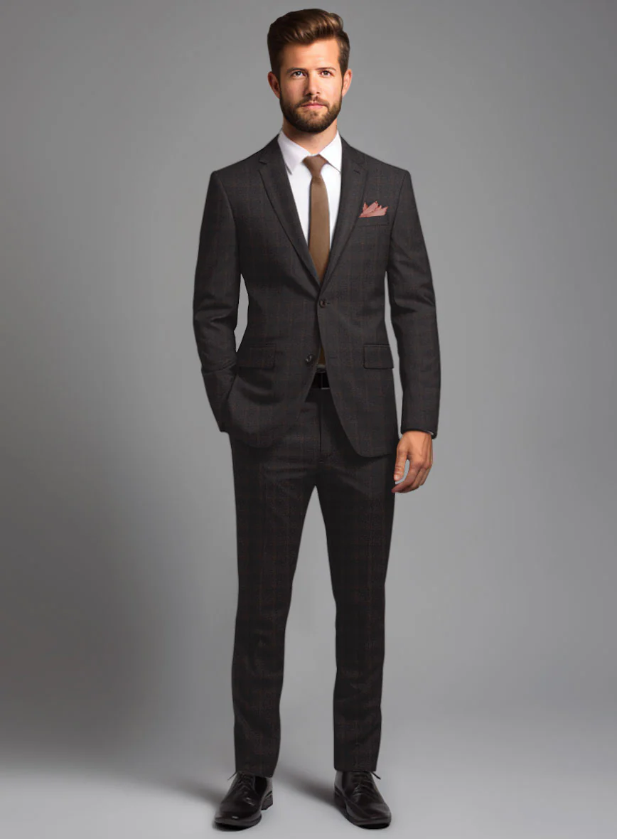 Italian Trek Brown Checks Flannel Suit - Image 2
