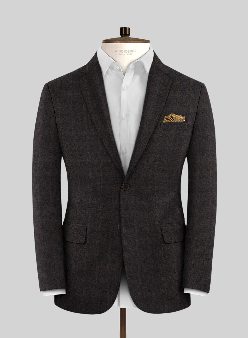 Italian Trek Brown Checks Flannel Suit - Image 3