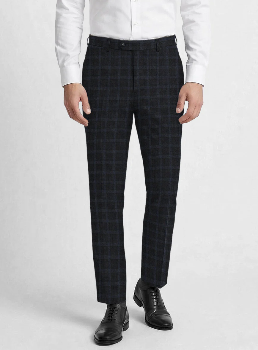Italian Trek Dark Blue Checks Flannel Pants