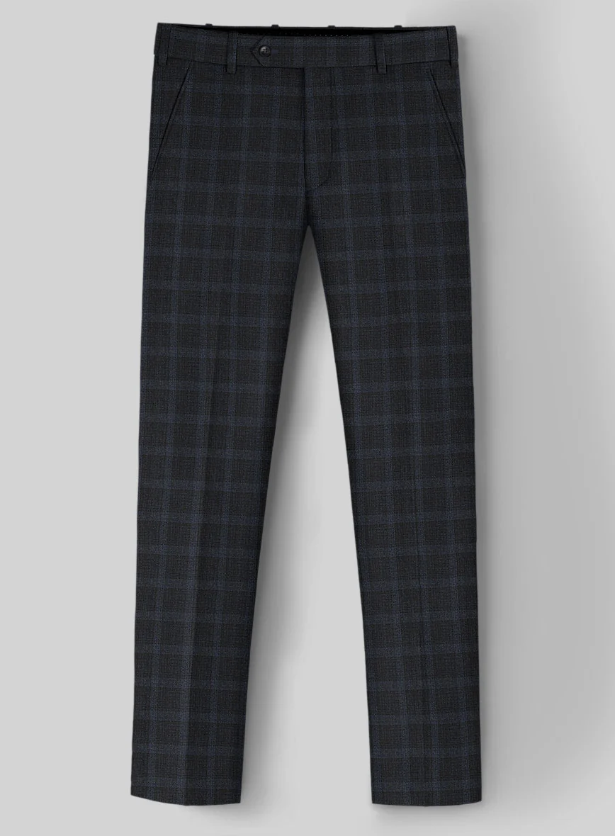 Italian Trek Dark Blue Checks Flannel Pants - Image 3