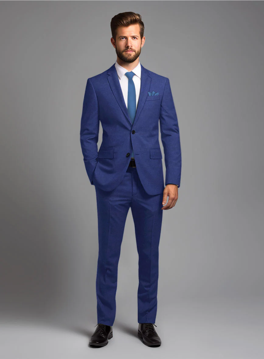 Italian Turna Cobalt Blue Flannel Suit - Image 2